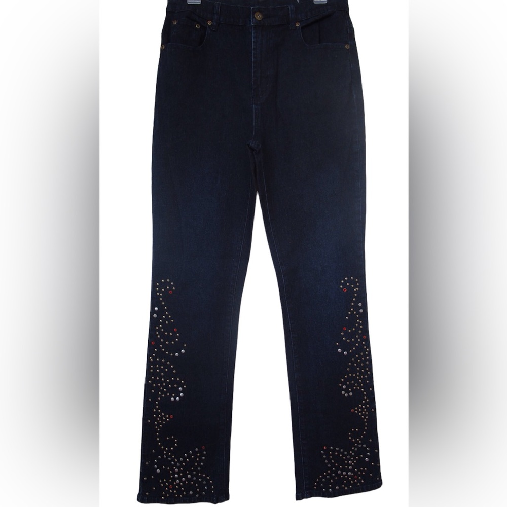 DG2 Embellished Studs & Rhinestones Bootcut Jeans Sz 22W Tall - Picture 2 of 9